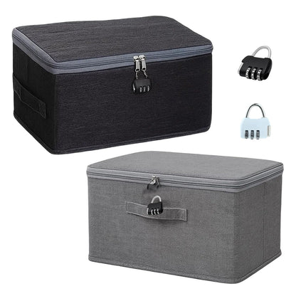 Lockable Storage Box, 2 Pack with Combination Locks, Secure Fabric Storage Box with Lock for Wardrobe, Under-Bed, Dorm Room, Travel