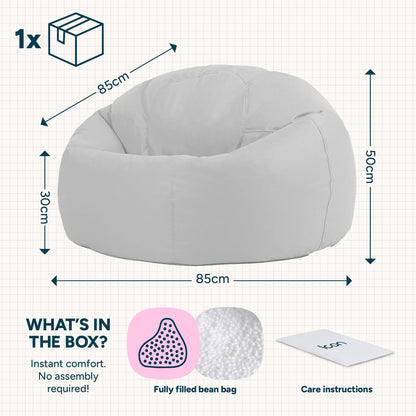 Bean Bag Bazaar Kingston Outdoor Bean Bag with Filling Included, Grey