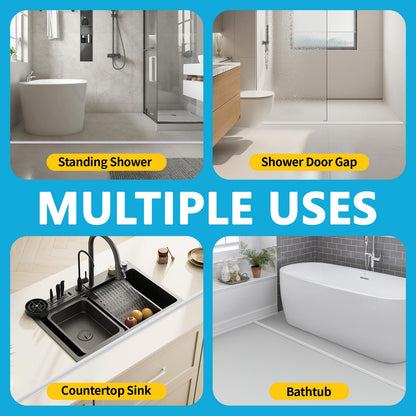 DLYYPLUS 67"/1.7M Wet Room Floor Barrier Self-Adhesive Silicone Shower Threshold Water Dam Keeps Water Inside Threshold Dry and Wet Separation