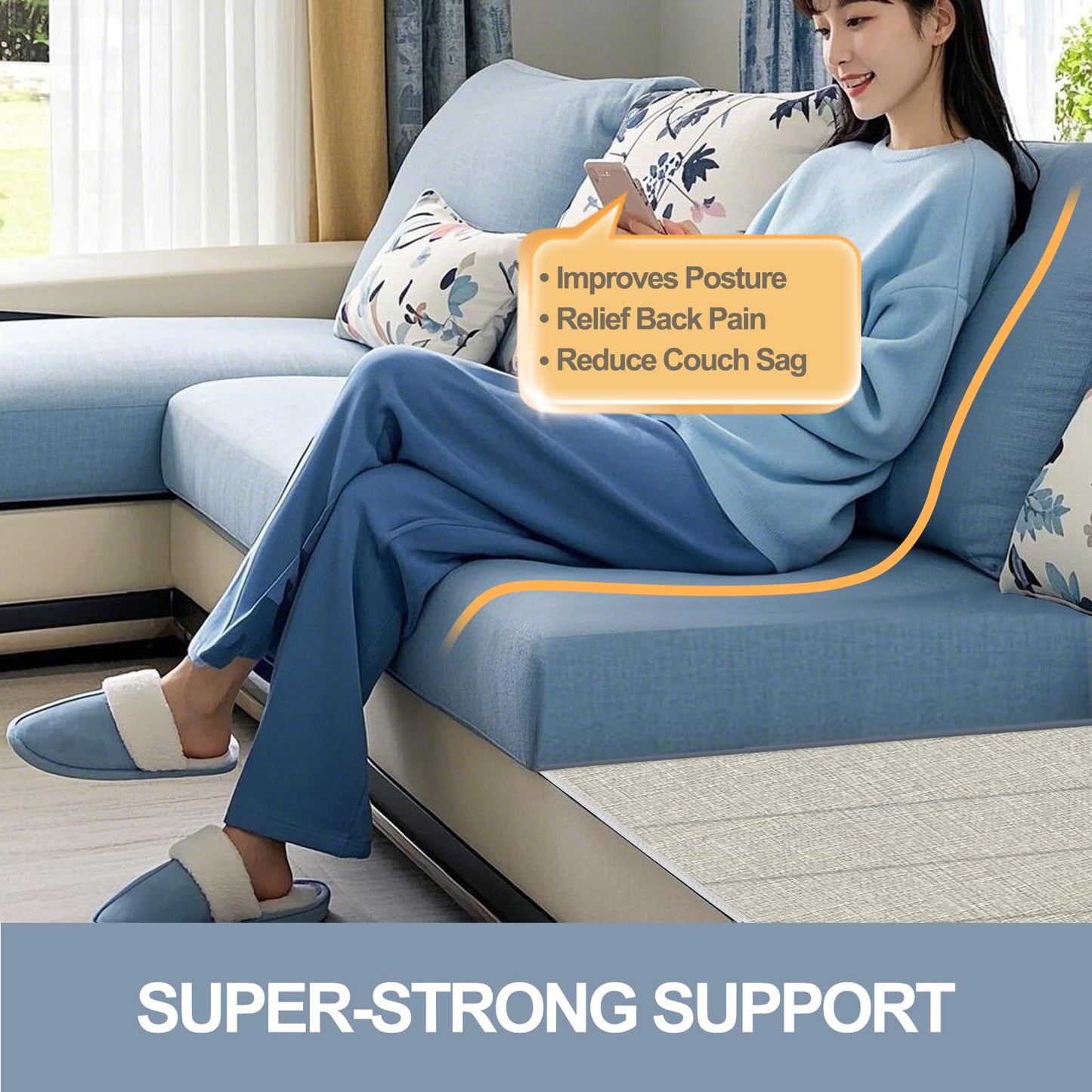 VERONLY Couch Cushion Support for Sagging Seat - (50x170CM) Wooden Sofa Support Strengthener Boards for 3 Seater
