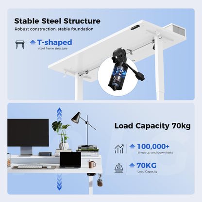Agilestic Electric Adjustable Height Desk, with 2 Fabric Drawers, 100x60cm