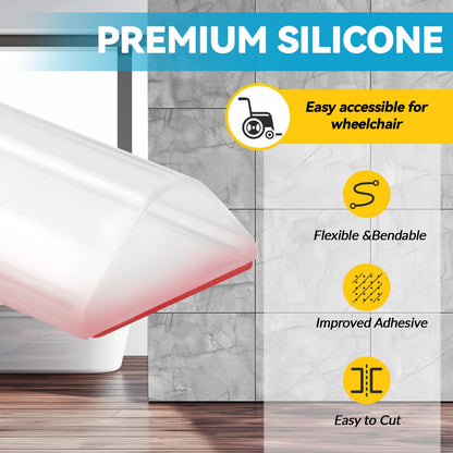 DLYYPLUS 2.5M Wet Room Floor Barrier, Self-Adhesive Collapsible Silicone Shower Threshold Water Dam