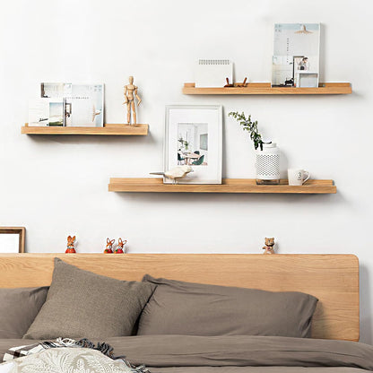 OAKERLAND Solid Wood Floating Shelves, 36 inch Oak Picture Ledge Shelf Wall Mounted, Oak Display Shelf for Home,Office,Bedroom,Living