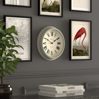 Jones Clocks Venetian wall clock | Classic round clock | 30cm | Grey | Roman numerals | Traditional design ideal for kitchen, living room or bedroom