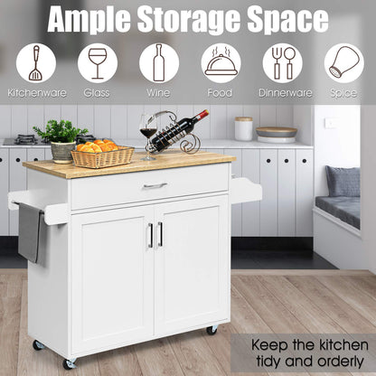 GiantexUK Kitchen Island Cart (White, 116 x 40 x 85 cm)