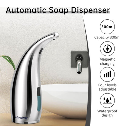 Greatmay Automatic Soap Dispenser 11.84oz/350ml with Infrared Sensor,Made of Plastic Material