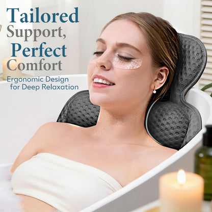 Bath Pillows for Tub, Comfortable Bathtub Cushion for Head and Neck with Soft 3D Mesh Fabric and 54 Non-Slip Suction Cups