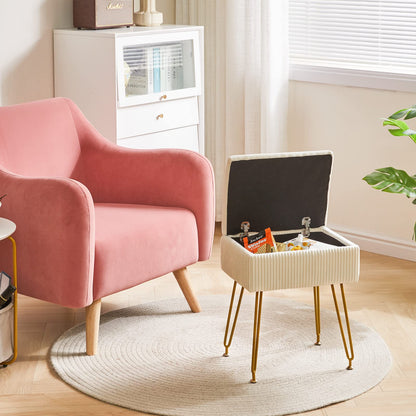 YMYNY Storage Ottomans, Chair Stool Upholstered, Footstool Velvet Bench, Dressing Table Stool, Pouf Couch Stool, Metal Legs, Removable Cover, for