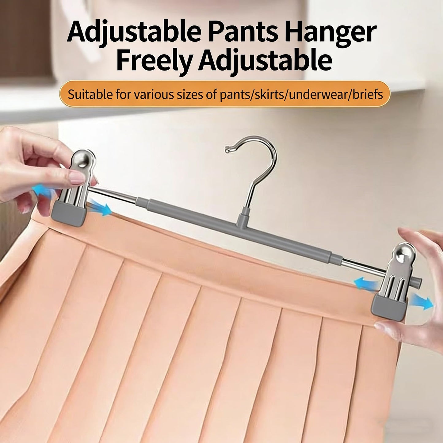 10 Pack Trouser Hanger, 30cm Pants Hangers Space Saving Skirt Hangers with Adjustable Clips,Heavy Duty Clothes Coat Garment Jeans Hangers
