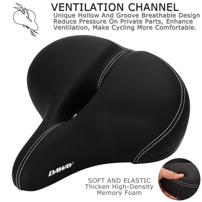 DAWAY C30 Large Wide Bike Seat - Most Comfortable Oversized Bicycle Saddle for Peloton, Mountain, Road, Cruiser, Stationary, Exercise Bikes - Soft