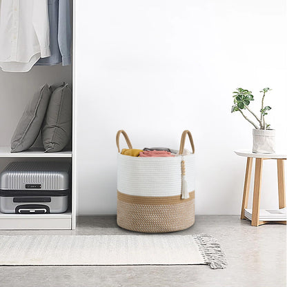 Mkono Woven Storage Basket for Blanket, Toys Plant Organizer, 16"W x 13.8"L