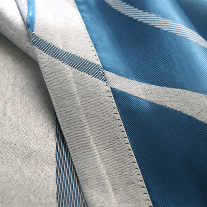 2 Panels Set Modern Striped Curtains for Living Room (Blue, 2 x 66x84 Inch)
