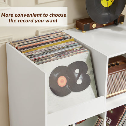 LELELINKY Large Record Player Stand, Turntable Stand with Storage, Vinyl Holder with Display Area, Record Player Table Holds Up to 450 Albums