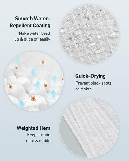 Uniclife White Waffle Shower Curtain 180x180cm Waterproof