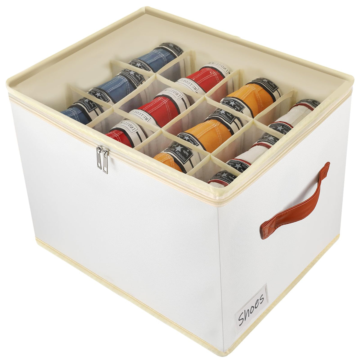 Flexible Dividers Shoe Storage Box Fabric Organiser for Wardrobe - 1 Pack
