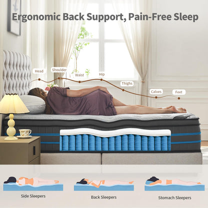 SleepTheme 3FT, Single Mattress,90x190x28cm Hybrid Pocket Sprung, Med Firm