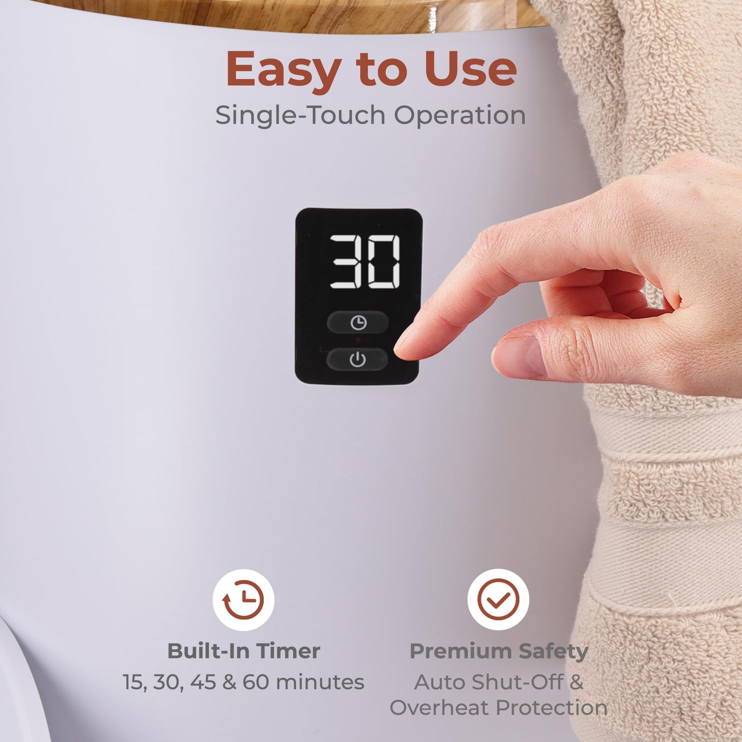 SereneLife Hot Towel Warmer Bucket w/ Customized Fragrance for Bathroom and Spa, Luxury Towel Heater Gift for Him or Her, Auto Shut Off, LED Display
