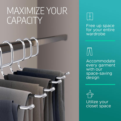 Trouser Hangers, Set of 15 Open-Ended Metal Pants Hangers, Non Slip