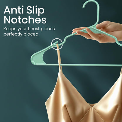 Utopia Home 50 Pack Plastic Hangers Space Saving, Durable Hanger with Shoulder Grooves, Aqua