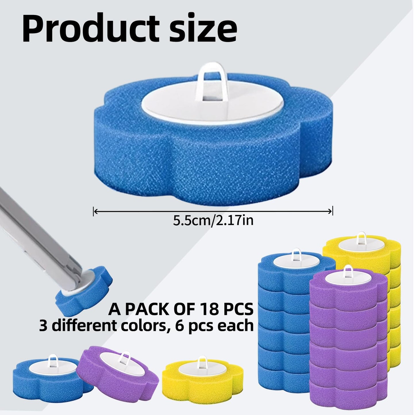 Disposable Toilet Brush Refills with 3 Fresh Scents, Hygienic Cleaning Pads for Bowl Buddy & Compatible Handles, 18-Pack (No Handle Included)
