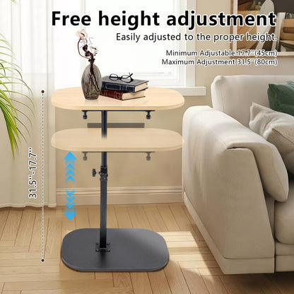 YYW Side Table TV Tray For Couch, Height Adjustable C Shaped Table
