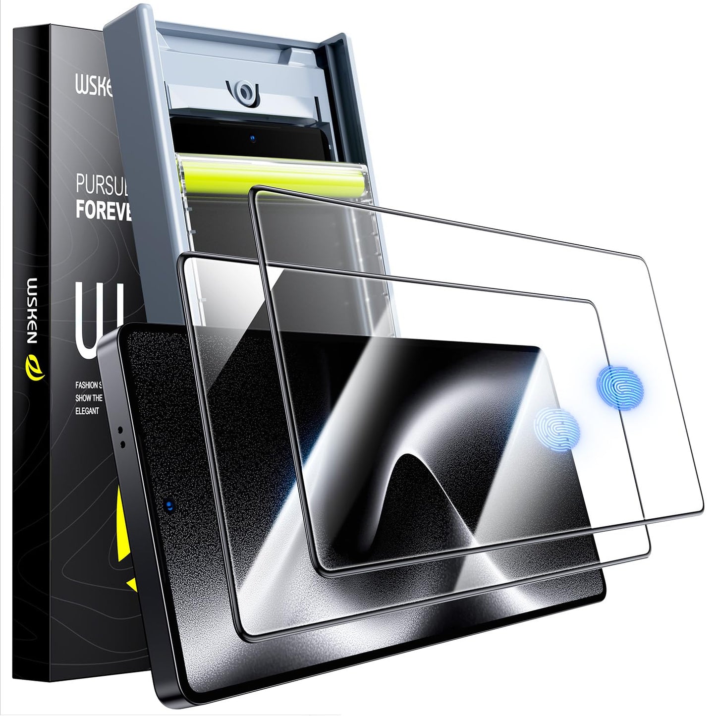 WSKEN for Samsung Galaxy S25 Ultra Screen Protector - [Fingerprint Unlock Support][Auto Dust-Remove]9H Full Screen Tempered Glass HD Military Grade