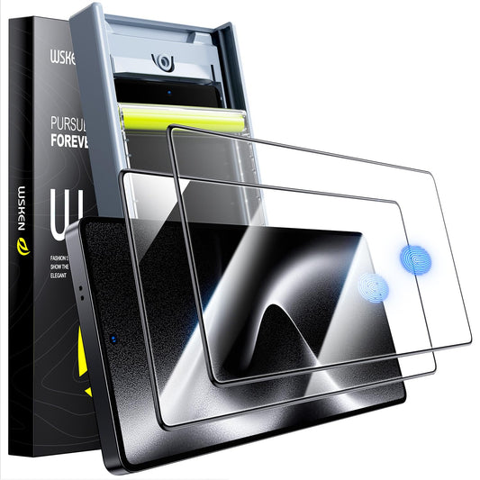 WSKEN for Samsung Galaxy S25 Ultra Screen Protector - [Fingerprint Unlock Support][Auto Dust-Remove]9H Full Screen Tempered Glass HD Military Grade