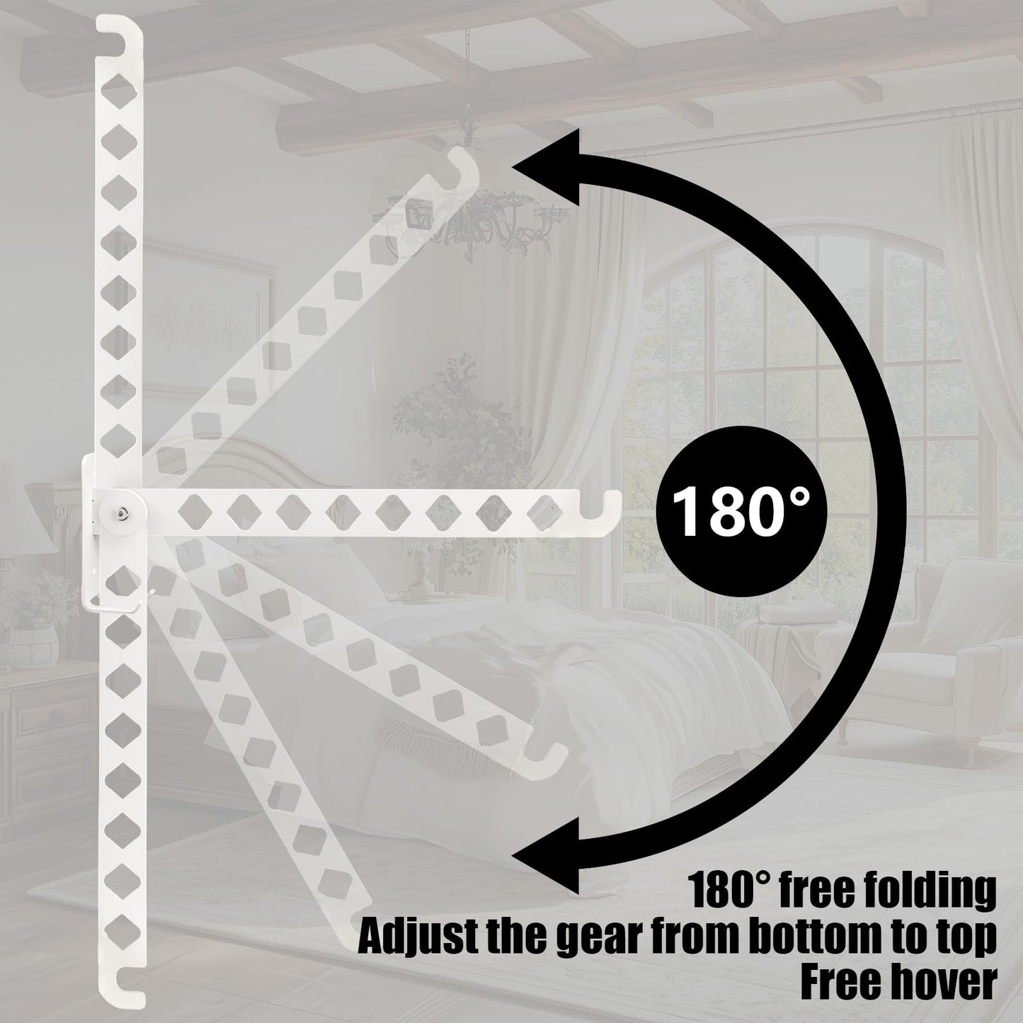 YUE QIN 2 Pack 35cm Wall Mounted Clothes Drying Rack 8 Holes 180°Rotation