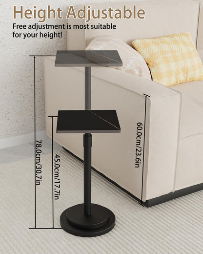 GUOHNHE Square Drink Table, Height Adjustable Pedestal Stand, 1 Pack, Black