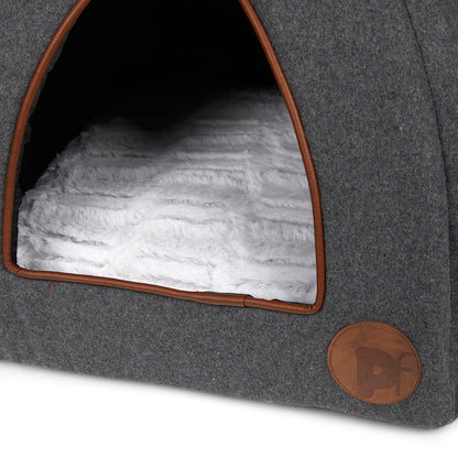 Petface Graphite Grey Felt Igloo Cat Bed