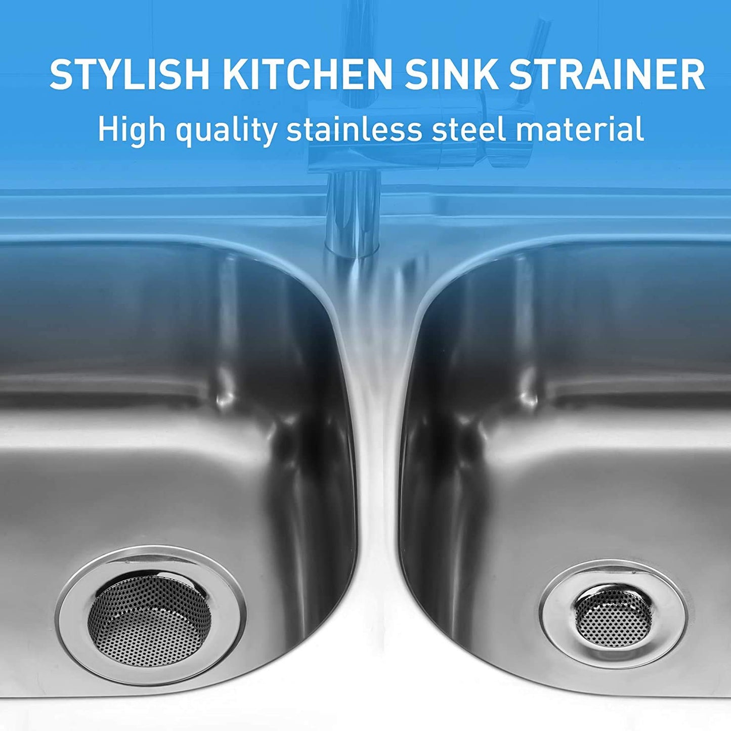 Qinglele 2pcs Kitchen Bathroom Sink Strainer, Stainless Steel Drain Filter, Thicker, Outer Diameter 3 Inch/77mm (Small Size)