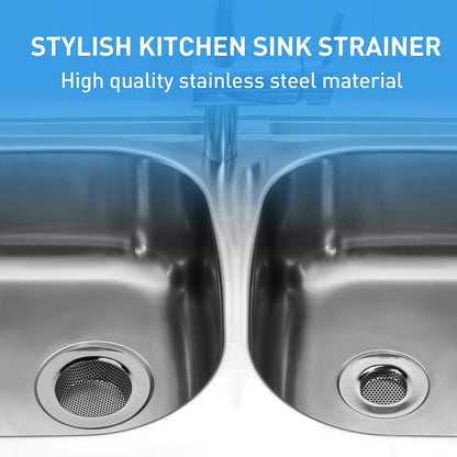 Qinglele 2pcs Kitchen Bathroom Sink Strainer, Stainless Steel Drain Filter, Thicker, Outer Diameter 3 Inch/77mm (Small Size)