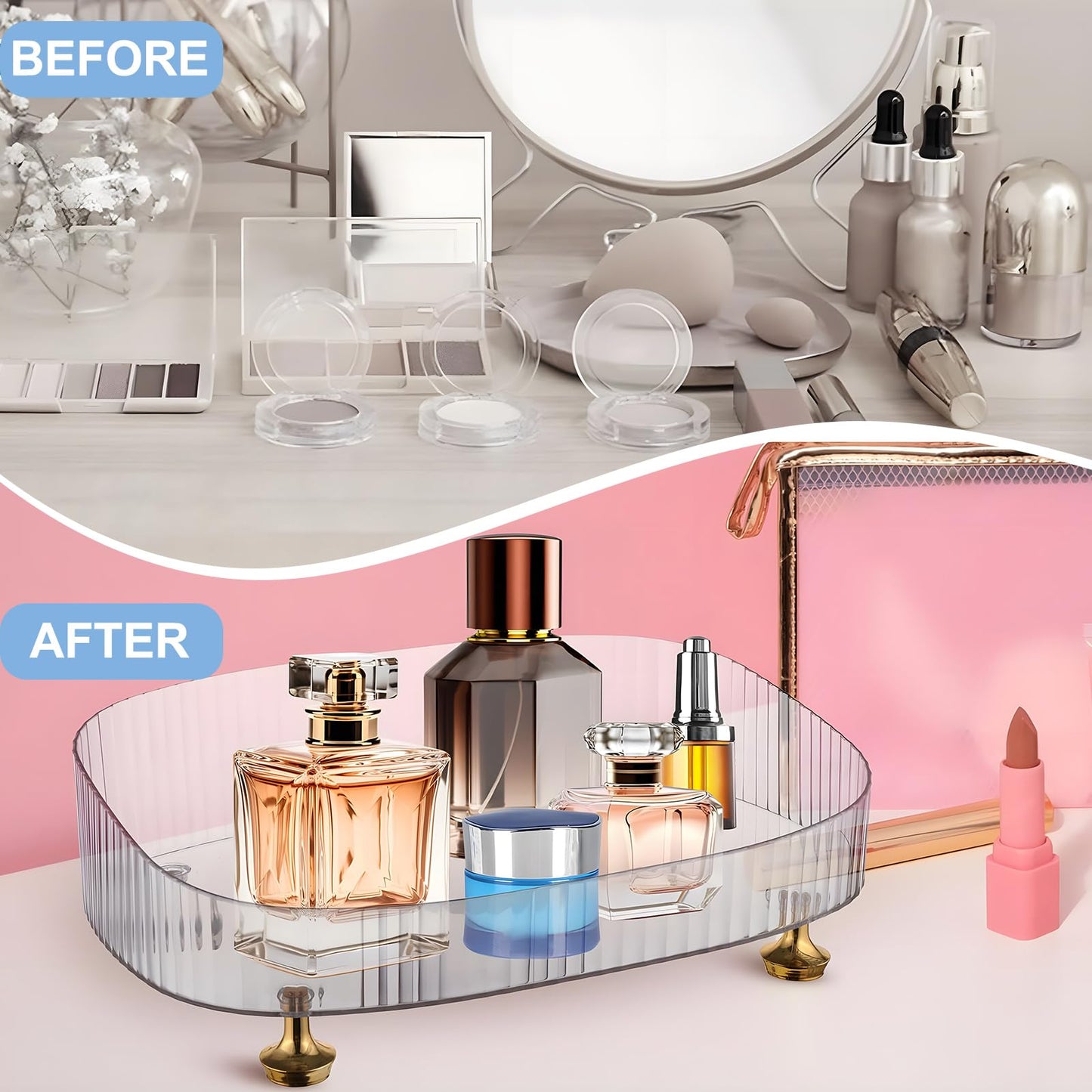 Makeup Organiser - Thick Material Beauty Organiser, Perfume Decorative Dresser Tray for Dressing Table,Storage Vanity Tray for Bedroom Bathroom