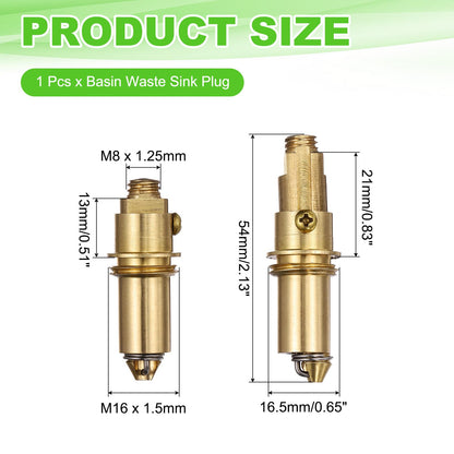 sourcing map Basin Sink Clicker, Replacement Sink Basin Clicker Brass Push Spring Plug for Home Bathroom Bathtub Sinks Drain Stopper