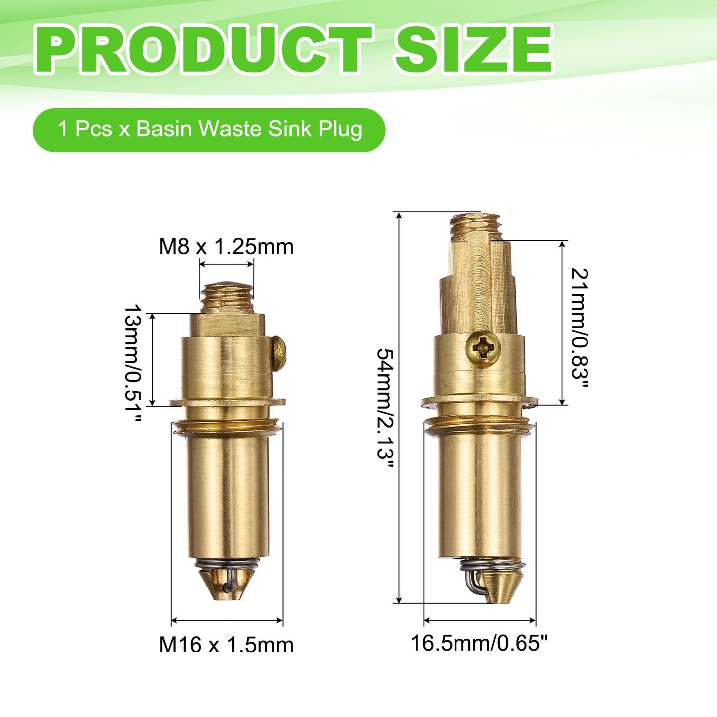 sourcing map Basin Sink Clicker, Replacement Sink Basin Clicker Brass Push Spring Plug for Home Bathroom Bathtub Sinks Drain Stopper