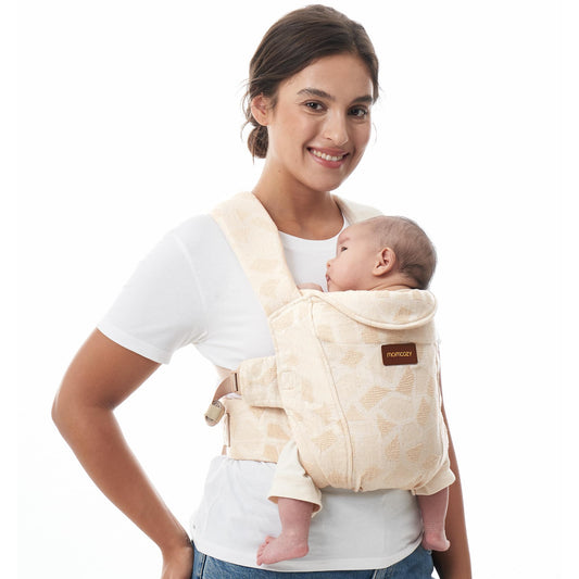 Momcozy Newborn Carrier WeeSnug - Lightweight and Cozy Comfort for 3.2-11.3kg, Ergonomic Cross-Back Support, Jacquard Weave, Hands-Free Baby Carrier