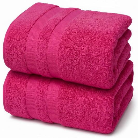 Pack of 2 Large Jumbo Bath Sheets 100% Egyptian Cotton -550GSM Super Absorbent Quick Dry Luxury Soft Big Bathroom Towels Set (Pink)