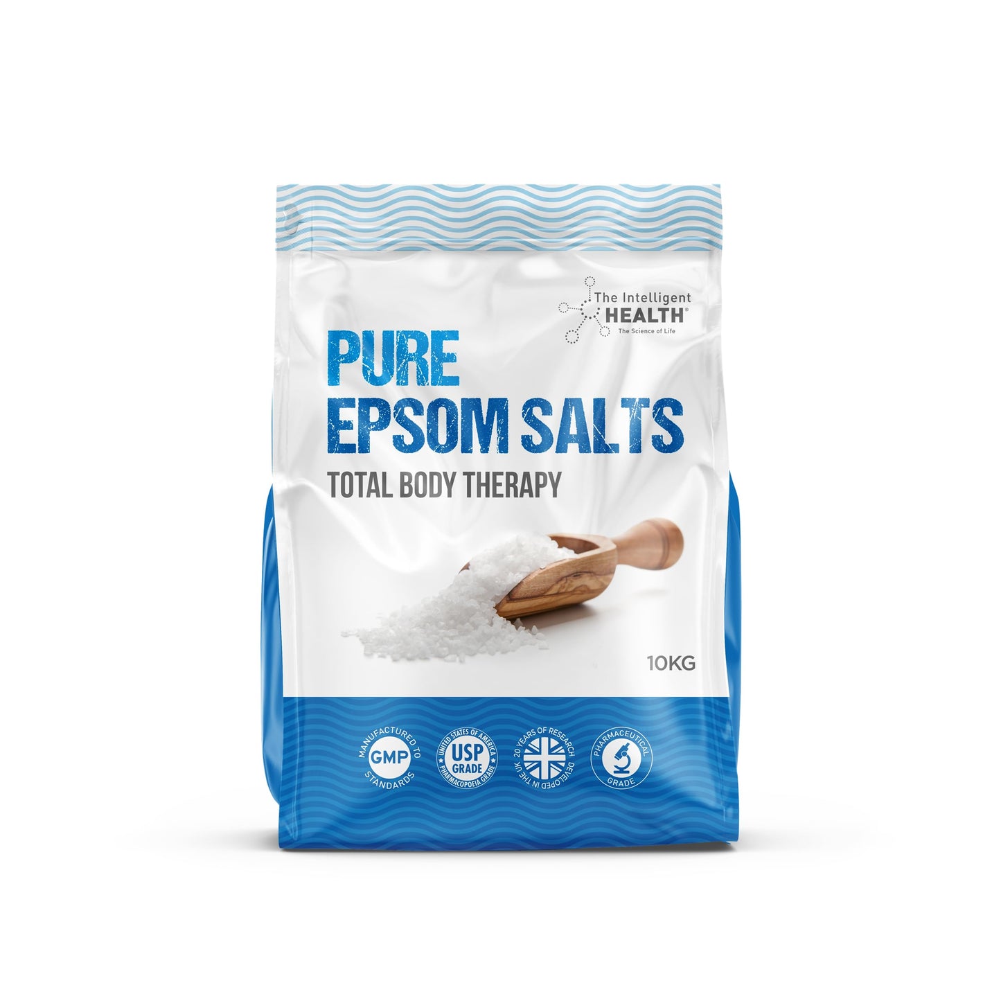 The Intelligent Health 10kg Pure Epsom Salts - Muscle Recovery & Stress Relief Bath Salt - Unscented, Vegan, Cruelty-Free