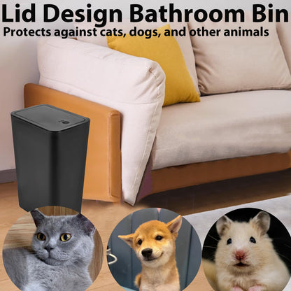 2Pack Bathroom Bin with lid,Push Button Slim Kitchen Bin,Plastic Bins for Toilet, Dog Proof Thin Bathroom,Trash Can for Bedroom Office Living Room
