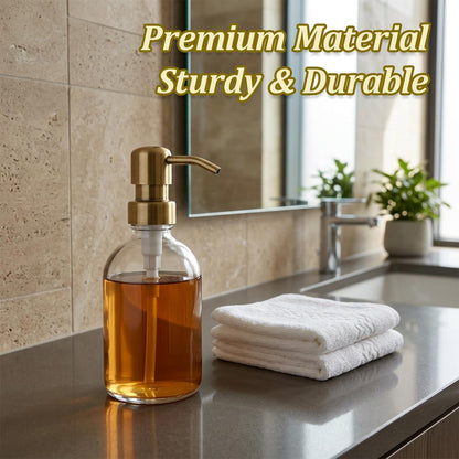 2 Pack Vintage Gold Stainless Steel Soap Dispenser Pump Replacement Heads, 304 Grade 28/400 Screw-In Thread