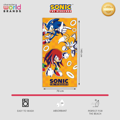 Sonic the Hedgehog Kids Officially Licenced Towel | Super Soft Feel | Play Design | Perfect The Home, Bath, Beach & Swimming Pool