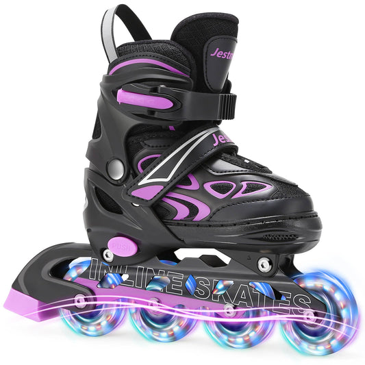 Adjustable Inline Skates for Kids, Girls Boys Light up Inline Skates Size Adjustable Roller Blades for Beginners (Small (UK 11-1))