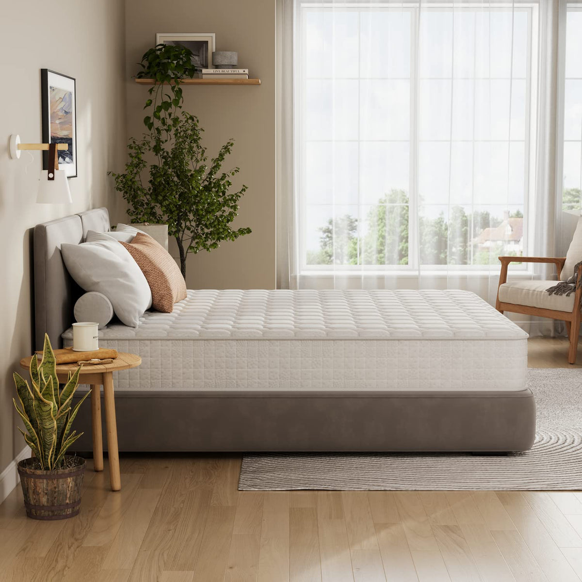 Vesgantti King Size Mattress Hybrid Mattress 150x200x25cm, White