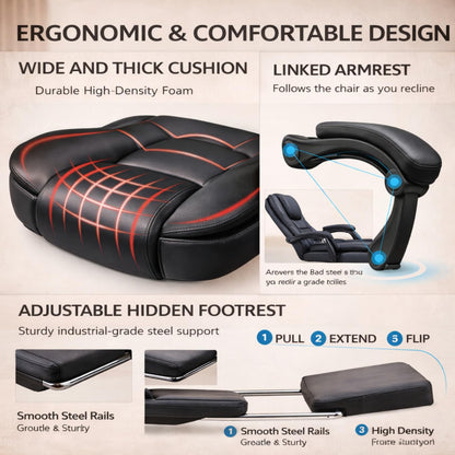 HIHOBDAY Office Desk Chair,Big & Tall Leather Gaming Chair with Footrest,Wide Ergonomic Comfy Executive High-Back Reclining Computer Chair,2-Point