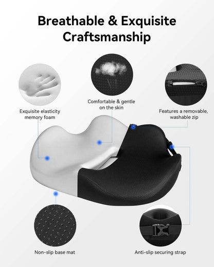 JOJOSEE Donut Cushion for Coccyx Pain, Seat Cushions with Non Slip Straps