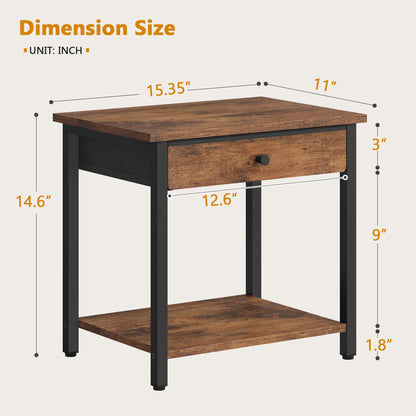 Gewudraw Printer Stand, 2 Tier Printer Shelf with Drawer for Home Office