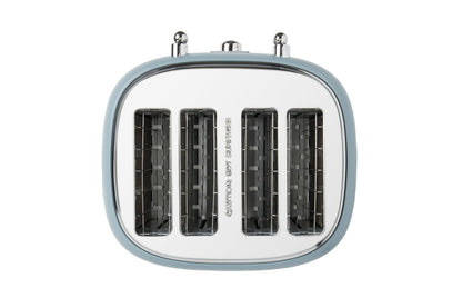 Haden Highclere Blue Toaster 4 Slice - Adjustable Browning Control - Removable Crumb Trays - Easy To Clean 4 Slice Toaster - Cord Storage - Stainless