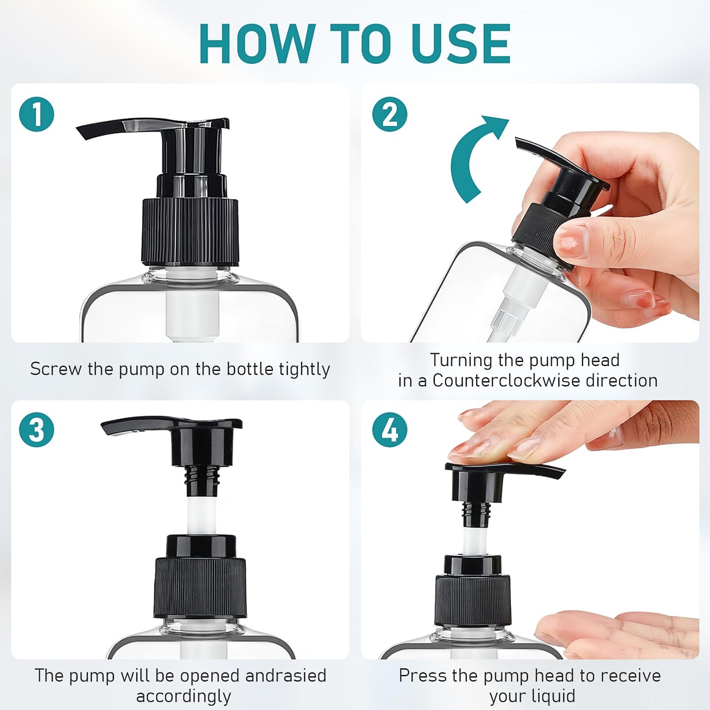 36 Pack 250 ml Clear Plastic Pump Bottles, Refillable Lotion Dispensers