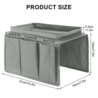 Sofa Armrest Organizer, Couch Caddy Arm Hanging Storage Bag With Cup Holder Tray, Anti-slip Armchairs Bedside Caddy Pouch Sofa Tidy Table for TV