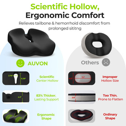 AUVON Thickened Donut Cushion for Hemorrhoids, Thigh Slope for Long Sitting